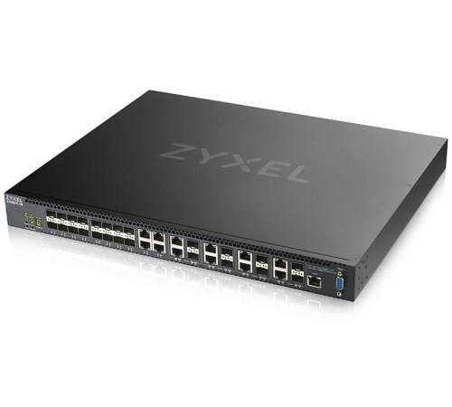 Коммутатор Мультигигабитный L3 Core коммутатор Zyxel NebulaFlex Pro XS3800-28, rack 19", 4xRJ-45: 1/2,5/5/10G, 8xCombo (SFP: 1/10G, RJ-45: 1/2,5/5/10G), 16xSFP+, стекируемый (до 4), 2 блока питания в комплекте