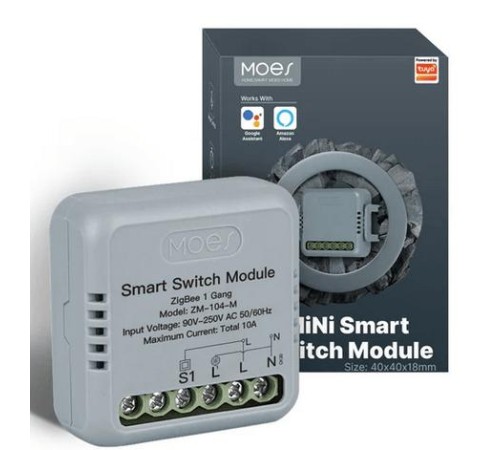 Переключатель Moes ZigBee Smart Switch Module (на 1 канал) белый модели ZM-104-M Переключатель Moes ZigBee Smart Switch Module (на 1 канал) белый модели ZM-104-M