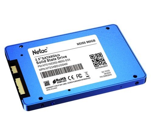 SSD накопитель Netac SSD N535S 960GB 2.5 SATAIII 3D NAND, 7mm, R/W up to 560/520MB/s, TBW 560TB, 5y wty SSD накопитель Netac SSD N535S 960GB 2.5 SATAIII 3D NAND, 7mm, R/W up to 560/520MB/s, TBW 560TB, 5y wty