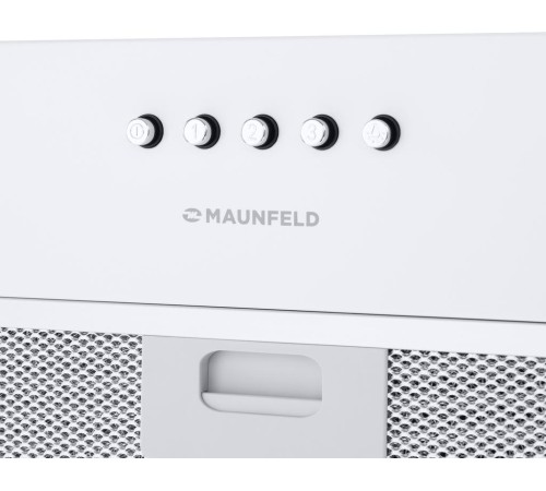 ВЫТЯЖКА MAUNFELD CROSBY SINGL 60 WHITE/ Полновстраиваемая, 60см, 850 м3, кнопочное управление, LED, площадь кухни до 30м2, опция: угольный фильтр CF140C-2шт, белая