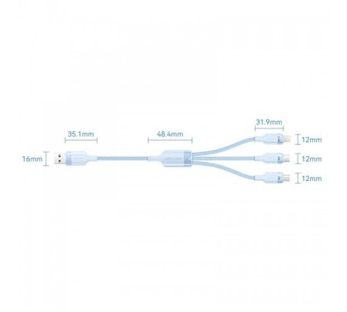 Кабель Vention 3 в 1 USB 2.0 AM/ Micro-B, USB-C, Lightning M - 1.5м. Черный 6A, шт.