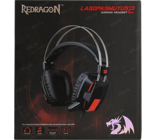 Redragon Игровая гарнитура Lagopasmutus 2 красный + черный, кабель 2 м