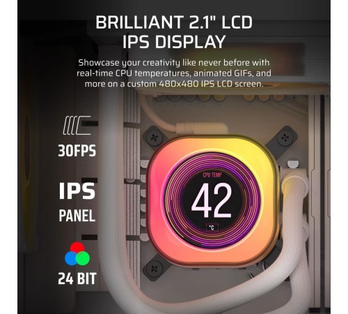 Система жидкостного охлаждения/ Water Cooling System Corsair iCUE LINK TITAN 240 RX LCD (240mm, White, RGB/ Fans: 2x120mm, 73.5CFM, 36dBA, 2100RPM/ S: 1851, 1700, AM5, AM4) Система жидкостного охлаждения/ Water Cooling System Corsair iCUE LINK TITAN 240 RX LCD (240mm, White, RGB/ Fans: 2x120mm, 73.5CFM, 36dBA, 2100RPM/ S: 1851, 1700, AM5, AM4)