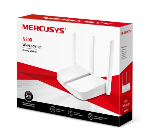 Маршрутизатор/ 300Mbps Router, 2.4GHz, 1 10/100M WAN + 4 10/100M LAN, 3 fixed antennas
