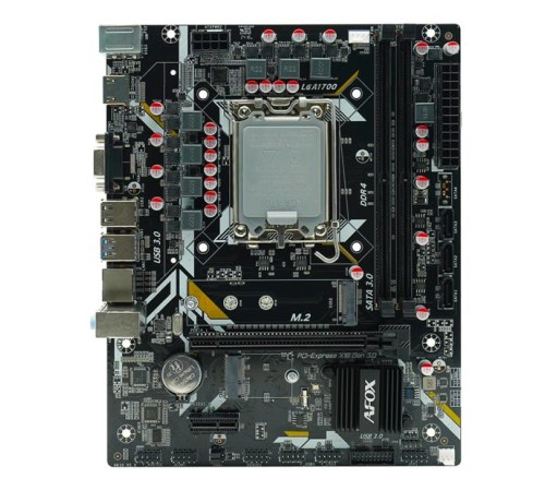 Материнская плата/ MB AFOX INTEL H610 s1700, 2xDDR4(64GB), 1xPCIe x16, 1xPCIe x1, 1xHDMI, 1xD-Sub, 1xLAN(1GbE), 3xSATA, 1xM.2, 3xUSB 3.0, 3xUSB 2.0, 2xPS/2, mATX Материнская плата/ MB AFOX INTEL H610 s1700, 2xDDR4(64GB), 1xPCIe x16, 1xPCIe x1, 1xHDMI, 1xD-Sub, 1xLAN(1GbE), 3xSATA, 1xM.2, 3xUSB 3.0, 3xUSB 2.0, 2xPS/2, mATX