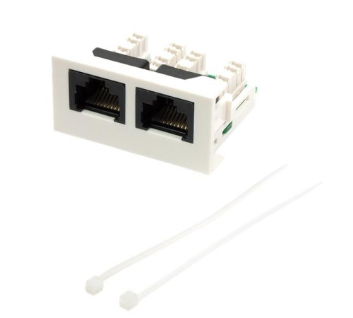Вставка Mosaic 22.5x45 2xRJ45 Cat.5e, белая Вставка Mosaic 22.5x45 2xRJ45 Cat.5e, белая