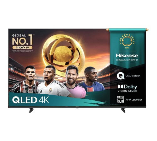 Телевизор ЖК 65'' Hisense/ 65", QLED, Ultra HD, Smart TV (ОС VIDAA U9), Wi-Fi, DVB-T2/T/C/S2/S, 2х10W, CI+(1.4), 3хHDMI, 2хUSB, Works with Alexa, Alexa Built-in, VIDAA Voice, Yandex, Black, 2025
