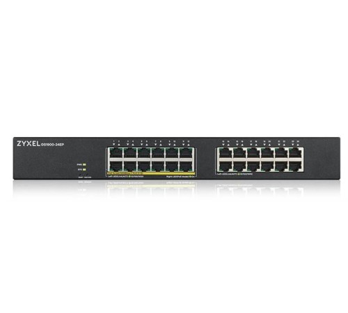 Коммутатор Smart L2 коммутатор PoE+ Zyxel GS1900-24EP, rack 19", 24xGE (12xPoE+), бюджет PoE 130 Вт