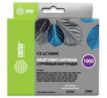-/ Картридж струйный Cactus CS-LC1000C голубой (20мл) для Brother DCP 130C/330С/MFC-240C/5460CN