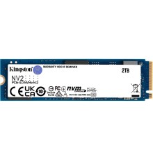 Твердотельный накопитель/ Kingston SSD NV2, 2000GB, M.2(22x80mm), NVMe, PCIe 4.0 x4, 3D TLC, R/W 3500/2800MB/s, TBW 640, DWPD 0.3 (12 мес)