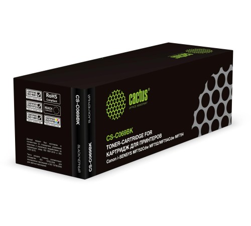 -/ Картридж лазерный Cactus CS-C069BK 069 черный (1900стр.) для Canon i-SENSYS MF752Cdw MF752/MF754Cdw MF754