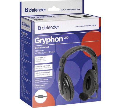 Defender Компьютерная гарнитура Gryphon 750 черный, кабель 2 м