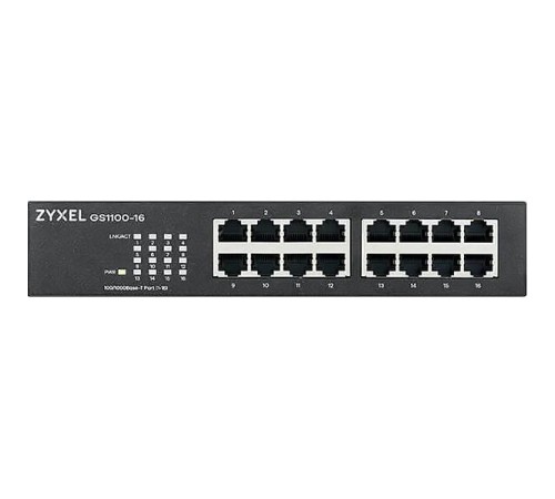 Коммутатор/ ZYXEL GS1100-16 Switch, 16xGE, rack 19 ", silent