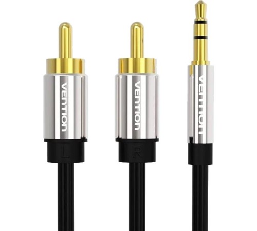 Кабель Vention аудио Jack 3,5 mm M/2RCA M - 3 м Черный