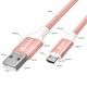 GCR QC Кабель 1.5m MicroUSB, быстрая зарядка, розовый нейлон, AL корпус розовый, белый ПВХ, 28/24 AWG, GCR-52474