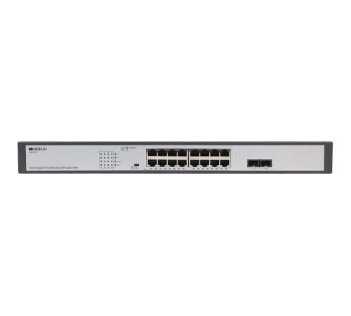 Коммутатор/ Unmanaged Switch 16x1000Base-T PoE, 2x1000Base-X SFP, PoE Budget 200W, Long-range PoE up to 250m, 19" w/brackets