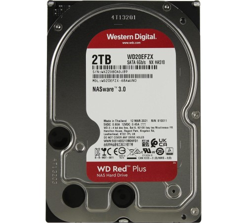 Жесткий диск/ HDD WD SATA3 2Tb NAS Red Plus 5400 128Mb 1 year warranty