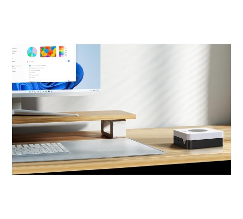 Компьютер Chuwi LarkBox X  Intel N-series N150(0.8Ghz)/12288Mb/512SSDGb/Int:Intel UHD Graphics/BT/WiFi/war 1y/0.4kg/Grey+White/Win11Pro + USB2.0*2/USB3.2*2/Type-C*1/HDMI*1/DP*1/RJ45*2/WIFI6,BT5.2/bracket