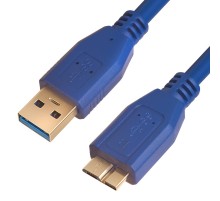 GCR Кабель интерфейсный USB 3.0 (USB 3.2 Gen 1), 1.0m Premium, AM/microB, синий, GCR-U3A03-1m