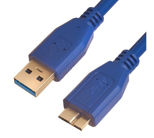 GCR Кабель интерфейсный USB 3.0 (USB 3.2 Gen 1), 1.0m Premium, AM/microB, синий, GCR-U3A03-1m