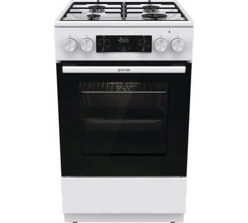 Комбинированная плита Gorenje/ Комбинированная плита Gorenje, Эмаль SilverMatte, объем духовки 62 л, механическое управление, сенсорный программатор IconLED, многоуровневое приготовление, электроподжиг, рельефные направляющие, 2 стекла+термослой, энергоэф
