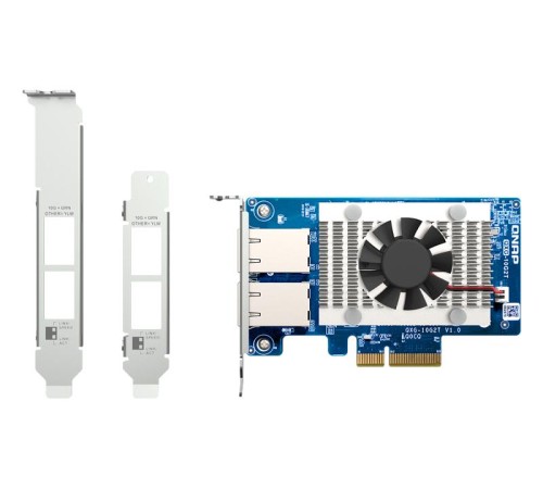 Сетевая карта/ QNAP QXG-10G2T Dual-port BASET 10GbE network expansion card; low-profile form factor; PCIe Gen3 x4