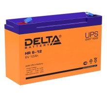 Батарея DELTA серия HR, HR 6-12, напряжение 6В, емкость 12Ач (разряд 20 часов),  макс. ток разряда (5 сек.) 175А, макс. ток заряда 3.6А, свинцово-кислотная типа AGM, клеммы F1, ДxШxВ 151х50х94мм., вес 1.85кг., срок службы 8 лет./ Battery DELTA series HR,