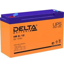 Батарея DELTA серия HR, HR 6-12, напряжение 6В, емкость 12Ач (разряд 20 часов),  макс. ток разряда (5 сек.) 175А, макс. ток заряда 3.6А, свинцово-кислотная типа AGM, клеммы F1, ДxШxВ 151х50х94мм., вес 1.85кг., срок службы 8 лет./ Battery DELTA series HR,