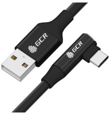 GCR Кабель PREMIUM 1.3m TypeC угловой, черный, AL case черный, 28/22 AWG