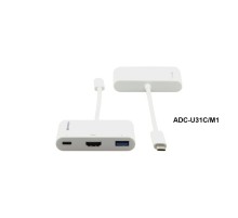 Переходник USB 3.1 тип C вилка на HDMI розетку, USB 3.0 розетку и розетку USB 3.1 Type-C для зарядки мобильных устройств/ Переходник USB 3.1 тип C вилка на HDMI розетку ADC-U31C/M2