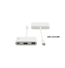 Переходник USB 3.1 тип C вилка на HDMI розетку, USB 3.0 розетку и розетку USB 3.1 Type-C для зарядки мобильных устройств/ Переходник USB 3.1 тип C вилка на HDMI розетку ADC-U31C/M2