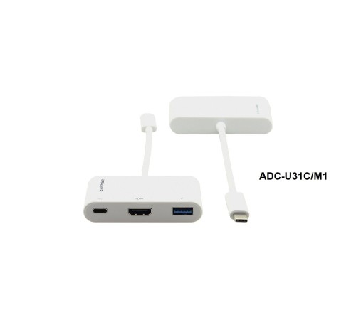 Переходник USB 3.1 тип C вилка на HDMI розетку, USB 3.0 розетку и розетку USB 3.1 Type-C для зарядки мобильных устройств/ Переходник USB 3.1 тип C вилка на HDMI розетку ADC-U31C/M2