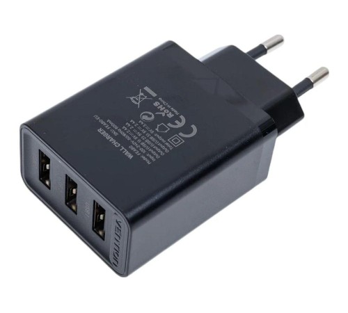 Сетевое зарядное устройство Vention на 3 порта USB 2.4A Черный Сетевое зарядное устройство Vention на 3 порта USB 2.4A Черный