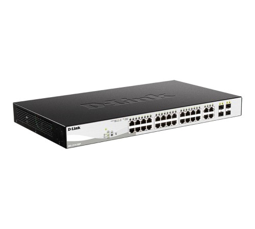 Коммутатор/ DGS-1210-28MP/F4A Smart L2 Switch 24х1000Base-T PoE, 4хCombo 1000Base-T/SFP, PoE Budget 370W, Compact CLI