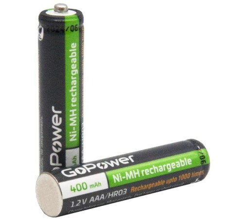 Аккумулятор бытовой GoPower HR03 AAA BL2 NI-MH 400mAh (2/20/320) блистер (2 шт.)