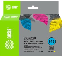 -/ Картридж струйный Cactus CS-3YL79AE 912 желтый (5мл) для HP OfficeJet 8010/8012/8013/8014/8015/8020/
