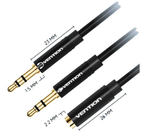 Переходник-разветвитель Vention гибкий Jack 3.5 mm F 4 pin/Jack 3.5 mm M x 2 - 1м
