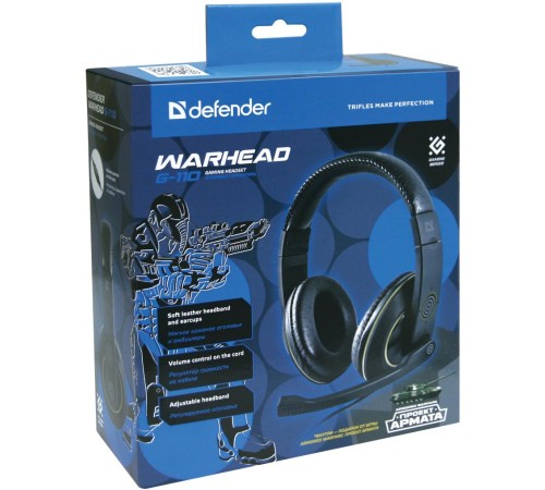 Defender Игровая гарнитура Warhead G-110 черный, кабель 2,1 м