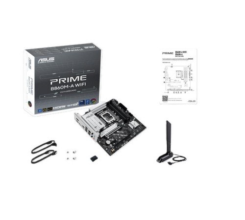Материнская плата ASUS PRIME B860M-A WIFI, LGA1851, B860, 4*DDR5, 4*SATA, 2*M.2, 2*USB 3.2, 4*USB 2.0, Type-C, 2*PCIx16, 1*PCIx1, 2*DP+HDMI, mATX; 90MB1JY0-M0EAY0