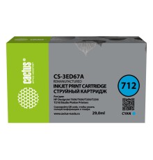 -/ Картридж струйный Cactus CS-3ED67A 712 голубой (29мл) для HP DJ T230/630