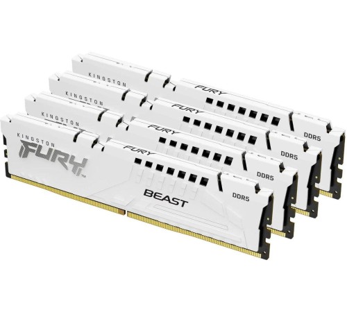 Память оперативная/ Kingston 64GB 6000MT/s DDR5 CL40 DIMM (Kit of 4) FURY Beast White XMP Память оперативная/ Kingston 64GB 6000MT/s DDR5 CL40 DIMM (Kit of 4) FURY Beast White XMP