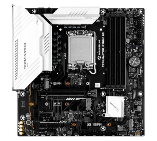 Материнская плата MAXSUN MS-Terminator B760M D5 WiFi, LGA1700, B760, 4*DDR5, 4*SATA3, 3*M.2, 2*USB 3.2, 6*USB 2.0, 1*PCIEx16, 1*PCIEx1, HDMI+DP, mATX