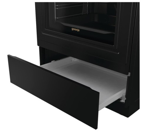 Плита GORENJE/ Электрическая плита,варочная поверхность стеклокерамика,объем духовки 71 л ,дверца 2 стекла+термослой,глубокий и мелкий противень,эмаль SilverMatte,MultiAir,ExtraSteam,11 режимов,очистка паром AquaClean Класс энергопотребления: A, Электронн