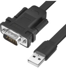 Greenconnect Конвертер-переходник 1.0m плоский, черный, 28/26 AWG, USB 2.0 AM / DB9 RS-232 PROF GCR-UOC5M-BCG-1.0m, чипсет PL2303RA
