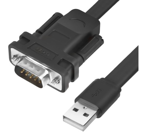 Greenconnect Конвертер-переходник 1.0m плоский, черный, 28/26 AWG, USB 2.0 AM / DB9 RS-232 PROF GCR-UOC5M-BCG-1.0m, чипсет PL2303RA Greenconnect Конвертер-переходник 1.0m плоский, черный, 28/26 AWG, USB 2.0 AM / DB9 RS-232 PROF GCR-UOC5M-BCG-1.0m, чипсет PL2303RA