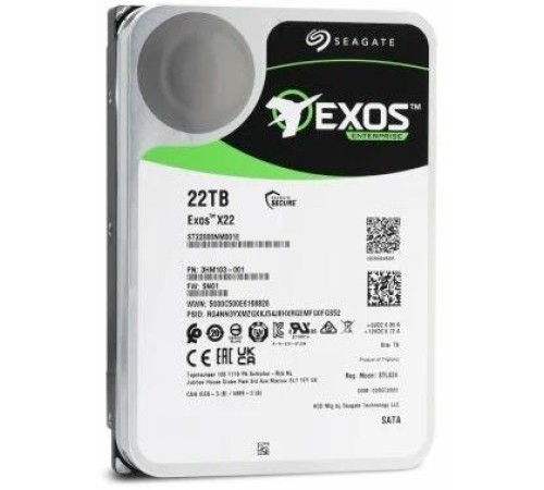 Жесткий диск/ HDD Seagate SATA3 22Tb Exos X22 7200 512Mb  1 year warranty (replacement WD221KRYZ)