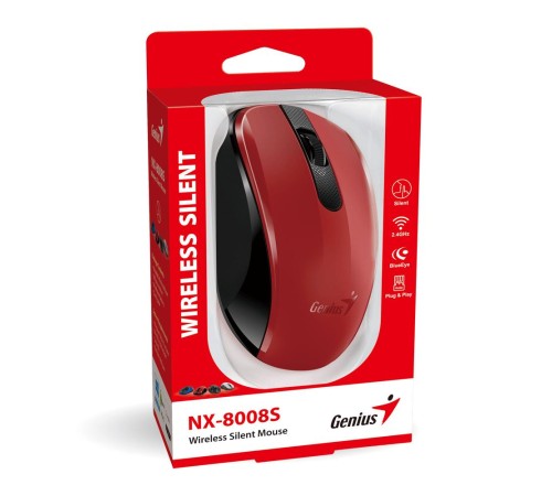 Мышь беспроводная NX-8008S красный/черный,тихая (Мятая упаковка) Мышь беспроводная NX-8008S красный/черный,тихая (Мятая упаковка)