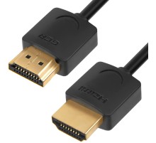 Greenconnect Кабель SLIM 0.5m HDMI 2.0, черный Slim, OD3.8mm, HDR 4:2:2, Ultra HD, 4K 60 fps 60Hz, 3D, AUDIO, 18.0 Гбит/с, 32/32 AWG, GCR-51592