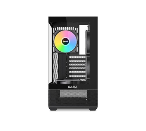 Корпус ПК без блока питания/ Case SAMA V40 Black, Midi-Tower, TG, 6x120mm ARGB, 2xUSB 3.0 + 1xUSB 3.1 Type-C, ATX, mATX, mITX Black