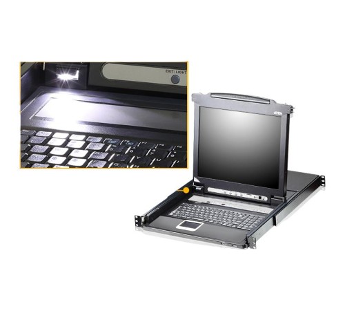 8-портовый IP KVM-переключатель с ЖК-дисплеем Slideaway/ATEN/ SINGLE RAIL 8P PS/2-USB LCDKVMP 17INCH WIH IP